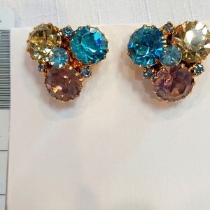 Vintage Cut Glass Clip Earrings